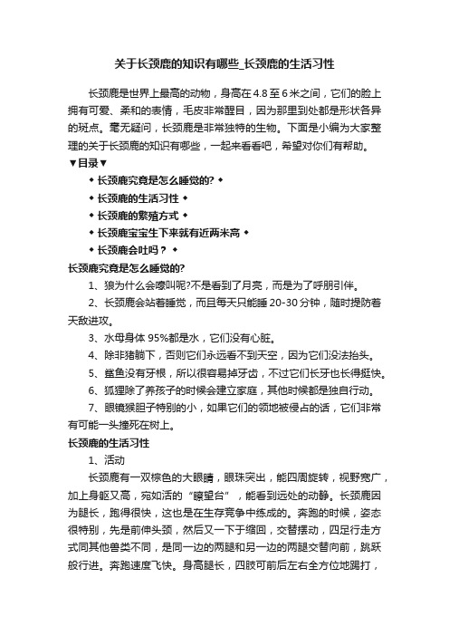 关于长颈鹿的知识有哪些_长颈鹿的生活习性