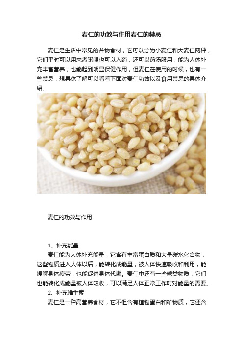 麦仁的功效与作用麦仁的禁忌