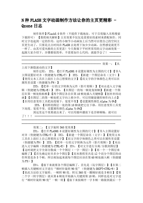 N种FLASH文字动画制作方法让你的主页更精彩-Qzone日志.