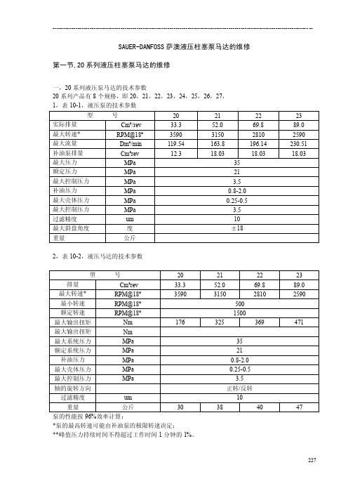 进口柱塞泵马达维修要点--SAUER20系列泵马达