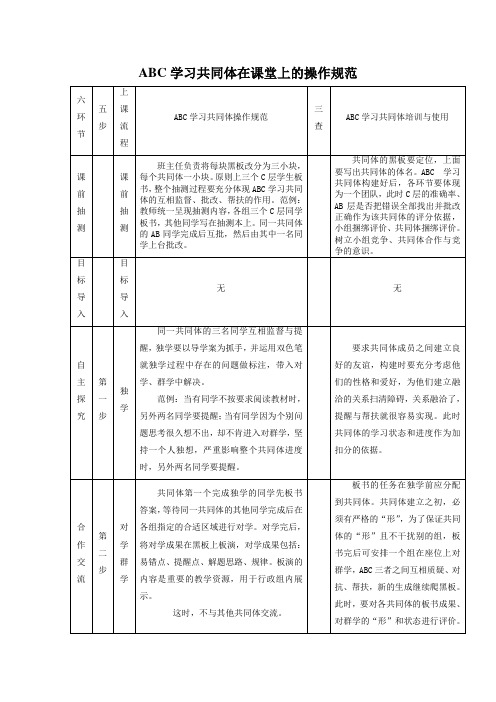 ABC学习共同体在课堂上的操作规范