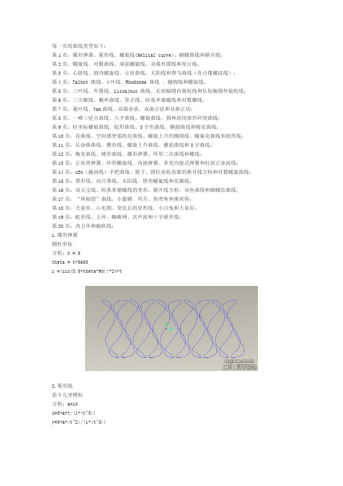 proe螺旋曲线方程大全