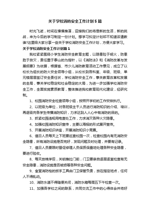 关于学校消防安全工作计划5篇