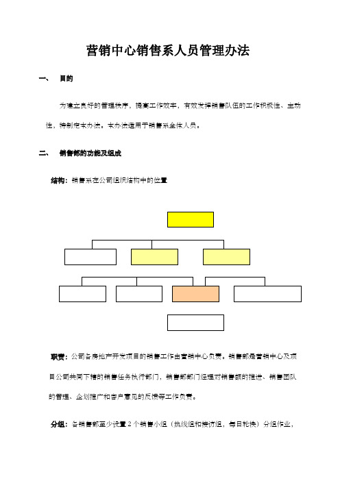 营销中心销售系人员管理办法定稿