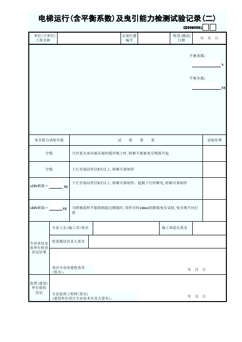 0090.21.电梯运行(含平衡系数)及曳引能力检测试验记录GD3060331-2