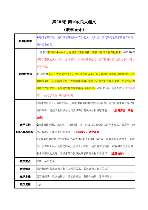 第10课《秦末农民大起义》教学设计