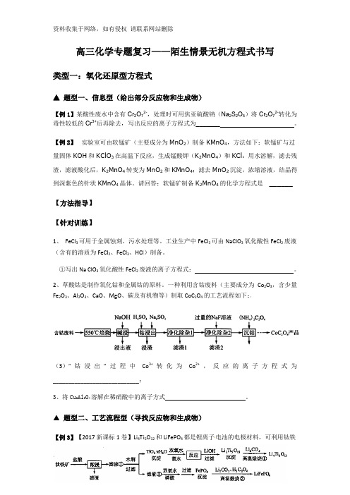 陌生情景化学方程式的书写