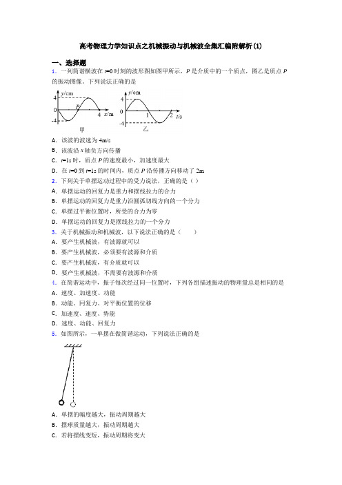 高考物理力学知识点之机械振动与机械波全集汇编附解析(1)