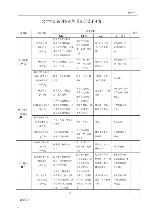 大学生创新创业训练计划项目评分表.docx