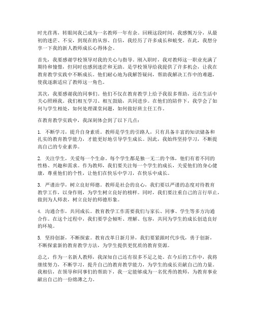 新人教师成长心得体会