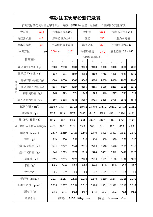 灌砂法测压实度自动生成表1.3