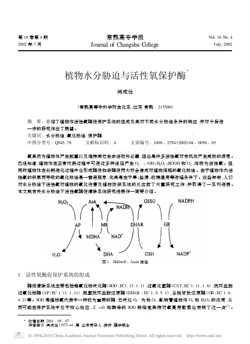 植物水分胁迫与活性氧保护酶_闫成仕