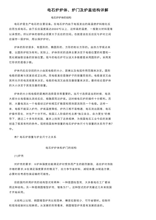 电石炉炉体、炉门及炉盖结构详解