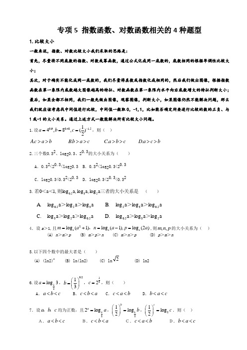 高考专项:指数函数对数函数的四类题型,基础夯实必备(含详细解析)