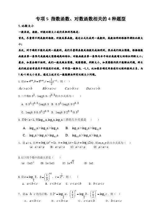 高考专项：指数函数对数函数的四类题型,基础夯实必备(含详细解析)