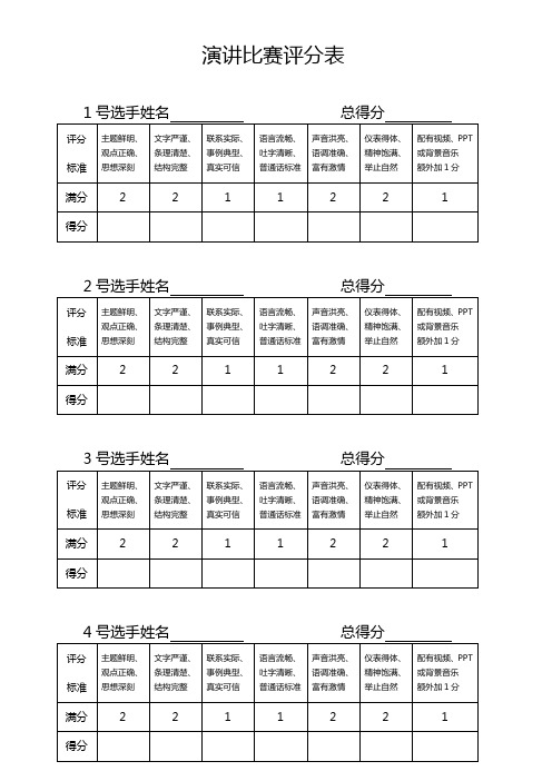 演讲比赛评分表