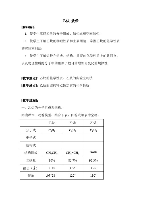 高二化学乙炔炔烃1