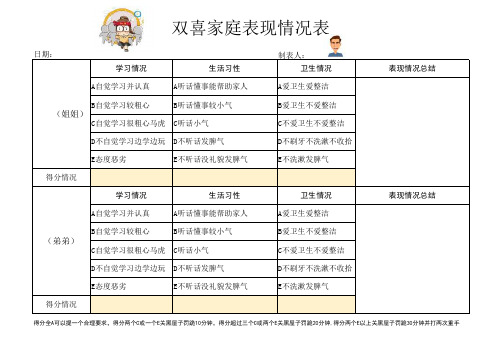 家庭表现情况表