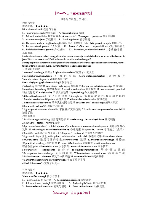 【AAA】雅思写作话题词汇(全).doc