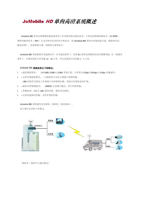 JoMobile HD系列无线图像传输系统采用了多项现代移动通信技术