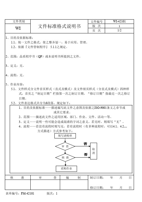 文件标准格式说明书