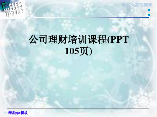 公司理财培训课程(PPT 105页)