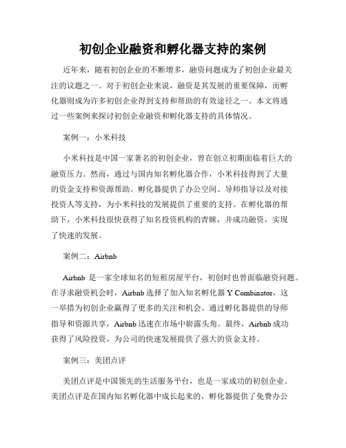 初创企业融资和孵化器支持的案例