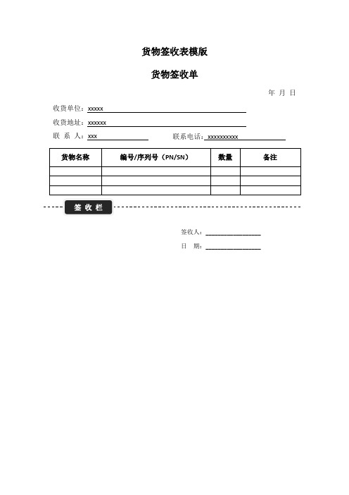 货物签收表模版