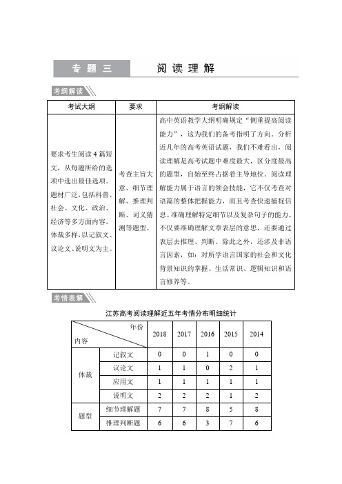 2019年高考英语二轮专题训练：专题三阅读理解含答案