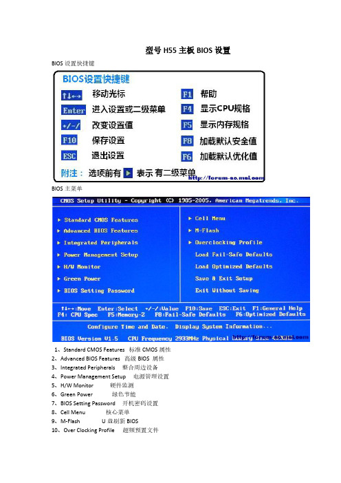 型号H55主板BIOS设置