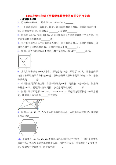 20XX小学五年级下册数学奥数题带答案图文百度文库