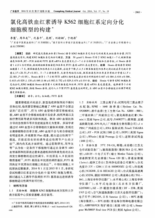 氯化高铁血红素诱导K562细胞红系定向分化细胞模型的构建