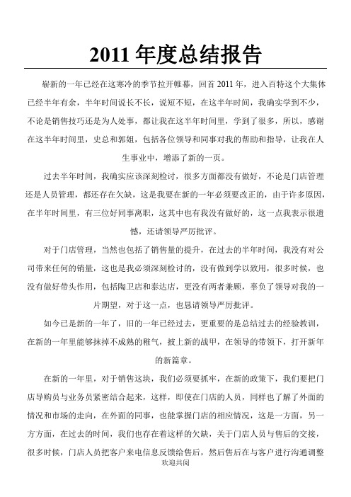 2011年度总结报告_精品文档