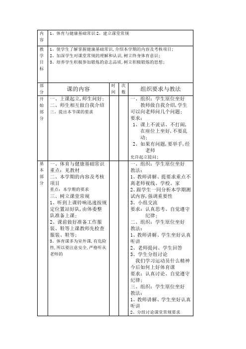 体育室内课教案