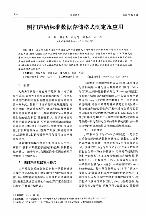 侧扫声纳标准数据存储格式制定及应用