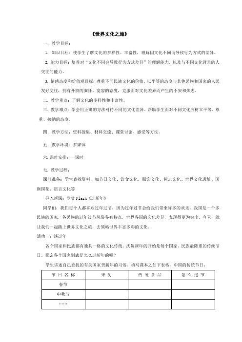 人教八年级上思品第五课第一节世界文化之旅(3)