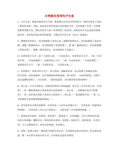 2021年最全小学语文仿写句式常考句式小升初必看句式