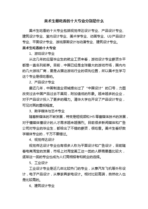 美术生最吃香的十大专业分别是什么