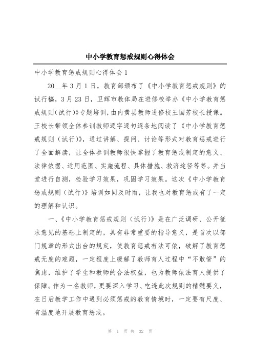 中小学教育惩戒规则心得体会