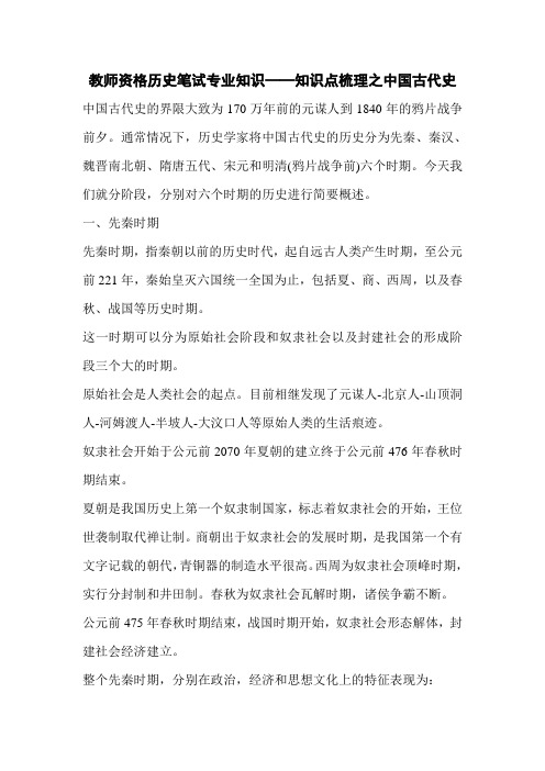 教师资格历史笔试专业知识——知识点梳理之中国古代史