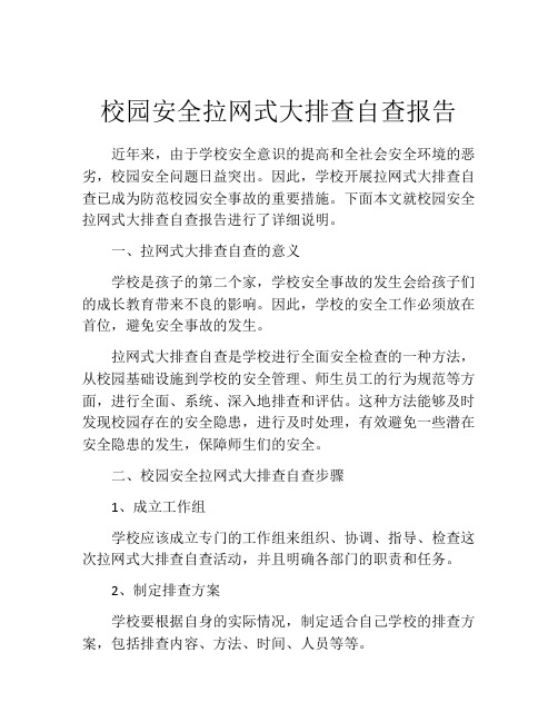 校园安全拉网式大排查自查报告