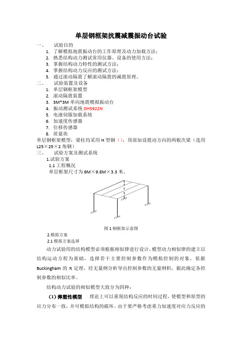 单层钢框架抗震减震振动台实验分析