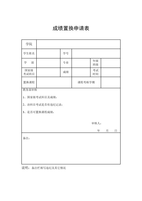 成绩置换申请表