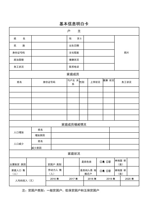 基本信息明白卡电子版