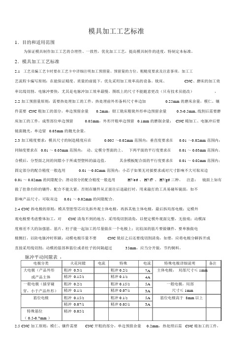 模具加工工艺标准