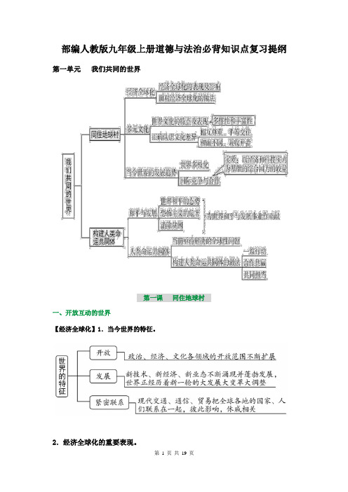 部编人教版九年级上册道德与法治必背知识点复习提纲