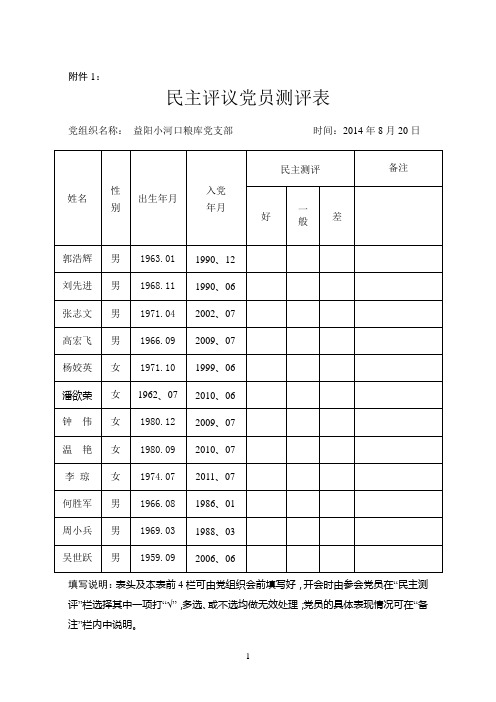 党员民主评议表