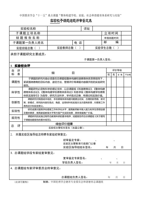 结题鉴定表