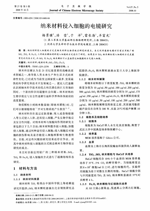 纳米材料侵入细胞的电镜研究