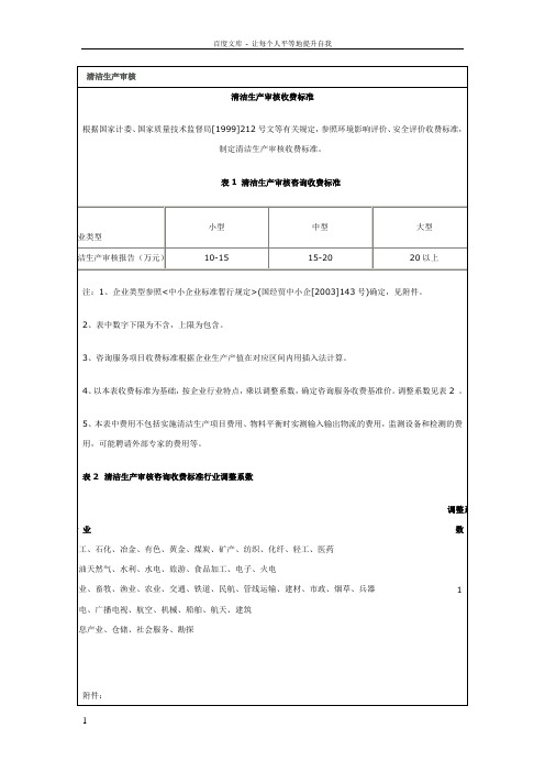 北京清洁生产审核收费标准